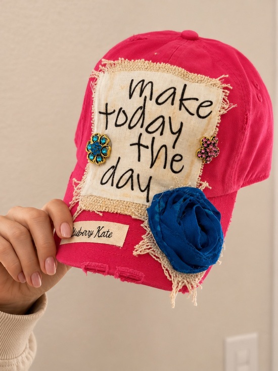 New KBETHOS Bright Pink Cap with White Drip Accent Design by Blueberry Kate main image 5